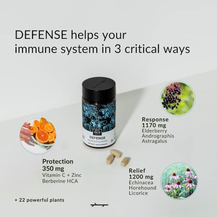 PALO Defense Wellness Formula Vitamins & Herbal Blend - Immune System Support Supplement - with Elderberry, Vitamin C, Zinc, Echinacea, Astragalus, Andrographis— 90 Tabs - Image 3
