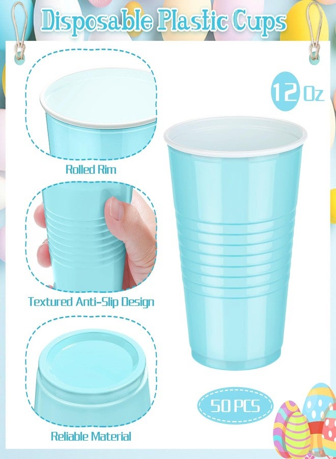 Kochorie 50 Pack Disposable Plastic Cups 12 Ounce Drinking Party Cups Bulk Party Cups for Spring Easter Parties Wedding Birthday Graduation Picnics Events, Pastel Rainbow - Image 2