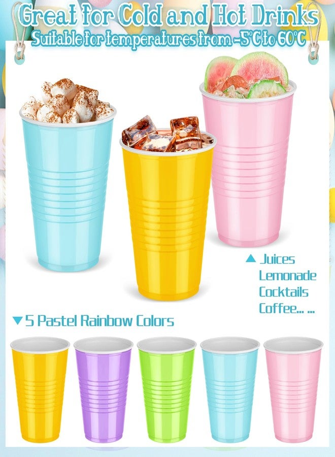 Kochorie 50 Pack Disposable Plastic Cups 12 Ounce Drinking Party Cups Bulk Party Cups for Spring Easter Parties Wedding Birthday Graduation Picnics Events, Pastel Rainbow - Image 3