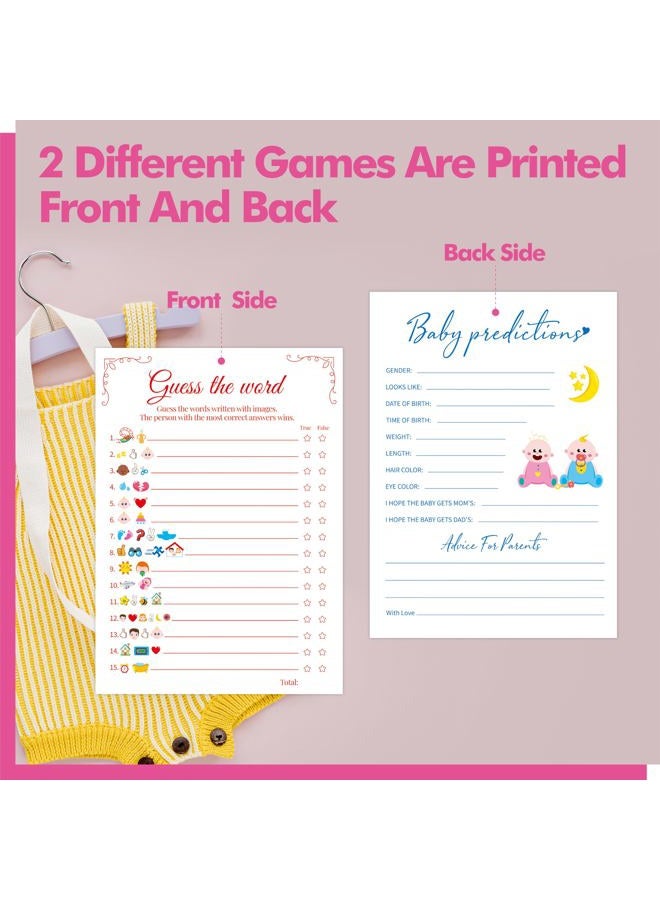 Gethelud 55PCS Baby Shower Games, Predictions Cards & Guess The Phrase with Answer Keys Included Fun Baby Shower Party Games Gender Neutral for Girls or Boys - Image 2