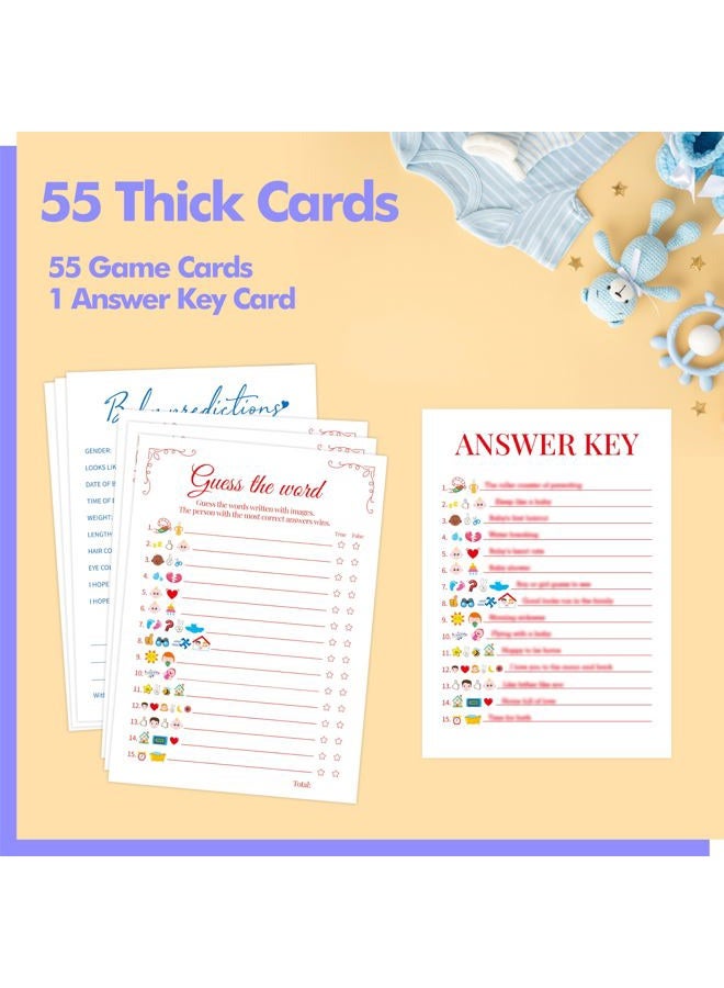 Gethelud 55PCS Baby Shower Games, Predictions Cards & Guess The Phrase with Answer Keys Included Fun Baby Shower Party Games Gender Neutral for Girls or Boys - Image 4