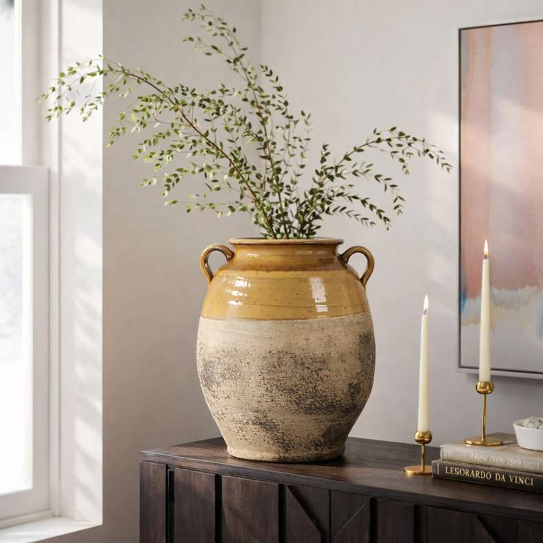 Pan Home Shinaja Terracotta Tuscan Jar Vase 36x33x38cm - Yellow - 112CPZ9900013 - Image 1