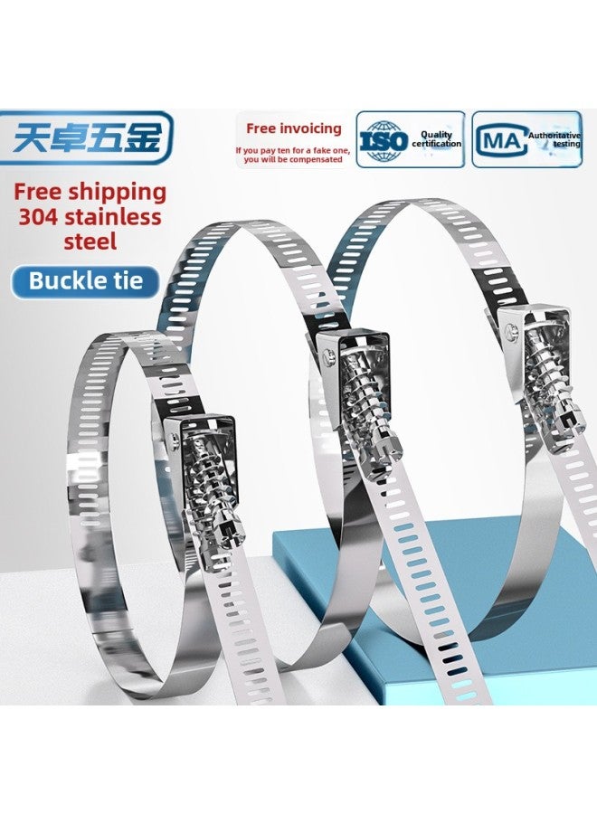 Loquat 304 Stainless Steel Hook Tie Clamp Throat Hoop Pipe Hoop Clamp Water Pipe Range Hood Gas Pipe Metal Buckle-Specification Model:Bandwidth 12.5*950*thickness 0.6, Binding Diameter 59~296mm - Image 2