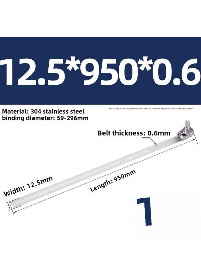 Loquat 304 Stainless Steel Hook Tie Clamp Throat Hoop Pipe Hoop Clamp Water Pipe Range Hood Gas Pipe Metal Buckle-Specification Model:Bandwidth 12.5*950*thickness 0.6, Binding Diameter 59~296mm - Image 1