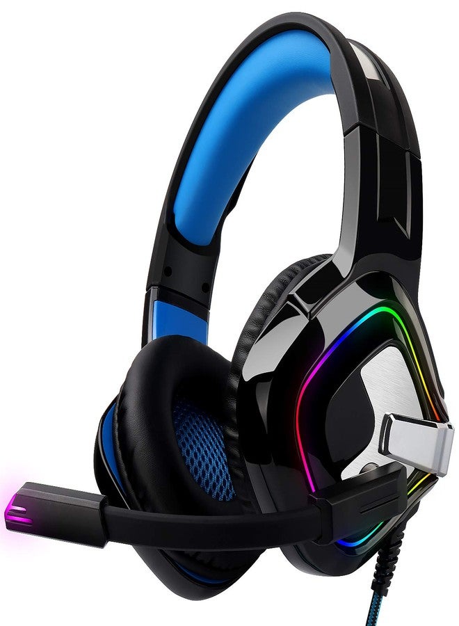 August Gaming Headphones for PC PS4 Xbox Switch Wired USB Double Jack EPG100L - Gaming Headset with RGB-LED Light Noise Reduction Microphone 50mm Driver Flip Mute 4D Surround Sound 3.5mm Cable - Image 1