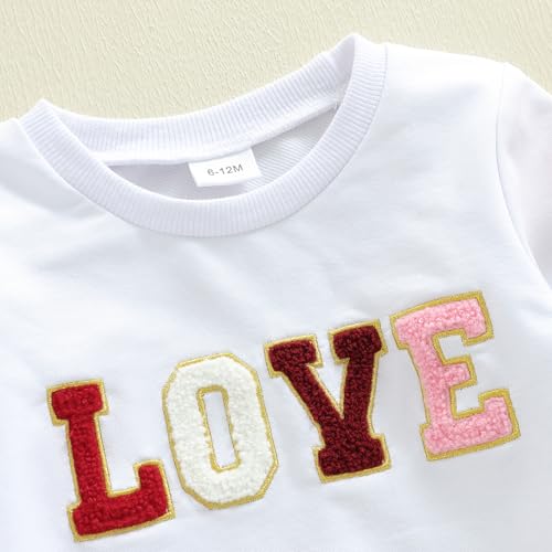 Lucikamy Newborn Baby Girl Valentine's Outfits Long Sleeve Letters Print Sweatshirt Tops Stretch Bell Bottom Pants Spring Clothes (6 red bow, 2-3 Years) - Image 5