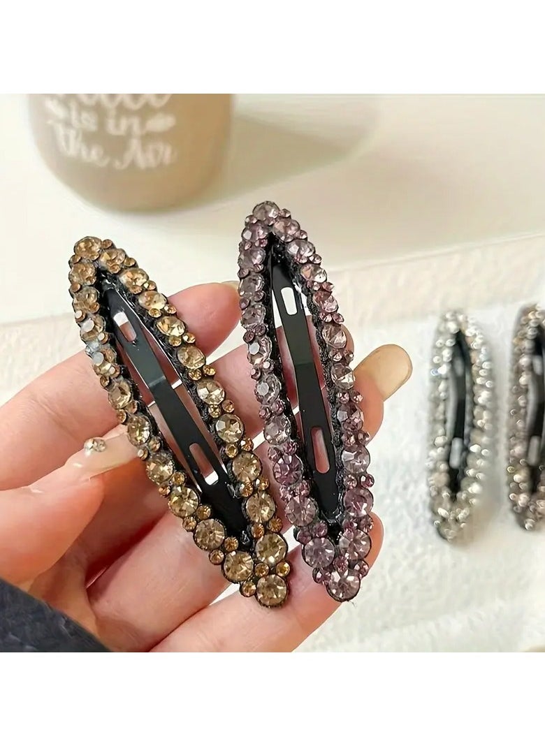 Goolsky 4-Pack Rhinestone Oval Hair Clips, Alloy Alloy, Elegant & Simple Style, Hair Accessories for Hairstyling, Assorted Colors, Sparkling Rhinestone Design  - Image 3