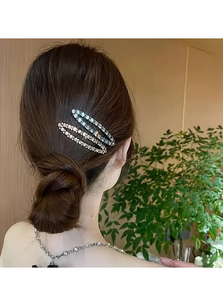 Goolsky 4-Pack Rhinestone Oval Hair Clips, Alloy Alloy, Elegant & Simple Style, Hair Accessories for Hairstyling, Assorted Colors, Sparkling Rhinestone Design  - Image 4