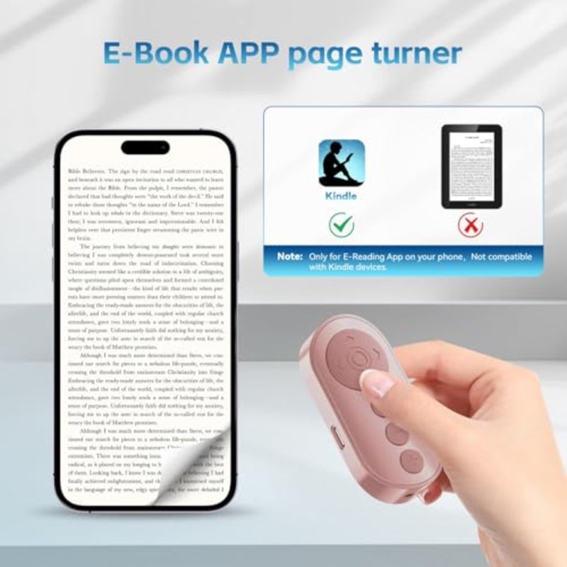جهاز تحكم عن بعد للكاميرا اللاسلكية لمدونات الصور: بلاستيك ABS، أسود، التحكم في مفتاح التكبير/التصغير، تمرير فيديو Bluetooth لـ TikTok، أداة تقليب الصفحات القابلة لإعادة الشحن لتطبيقات الكتب الإلكترونية - Image 5