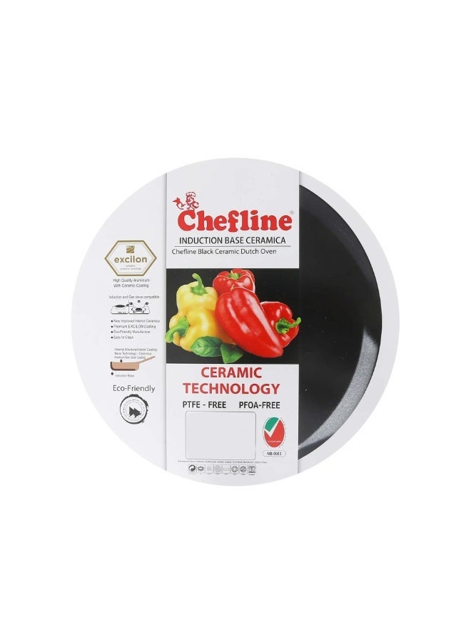 Chefline DZN26 Induction Base Ceramic Natural Coating Dutch Oven, 26 cm, Red - Image 4