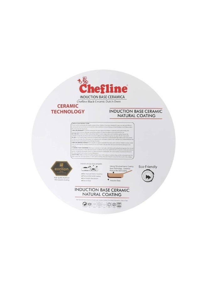 Chefline DZN26 Induction Base Ceramic Natural Coating Dutch Oven, 26 cm, Red - Image 2