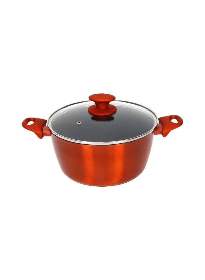 Chefline DZN26 Induction Base Ceramic Natural Coating Dutch Oven, 26 cm, Red - Image 3