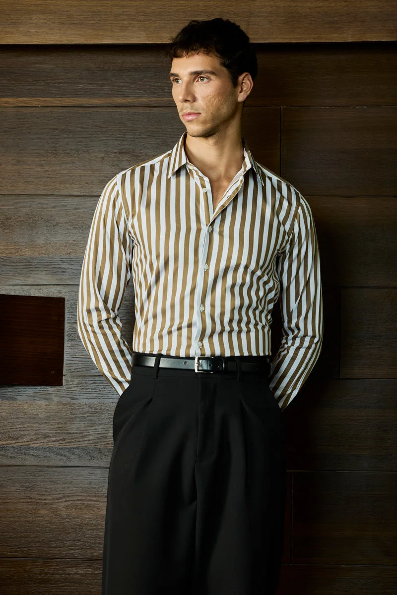 SNITCH Stripes Slim Fit 100% Cotton Luxe Shirt