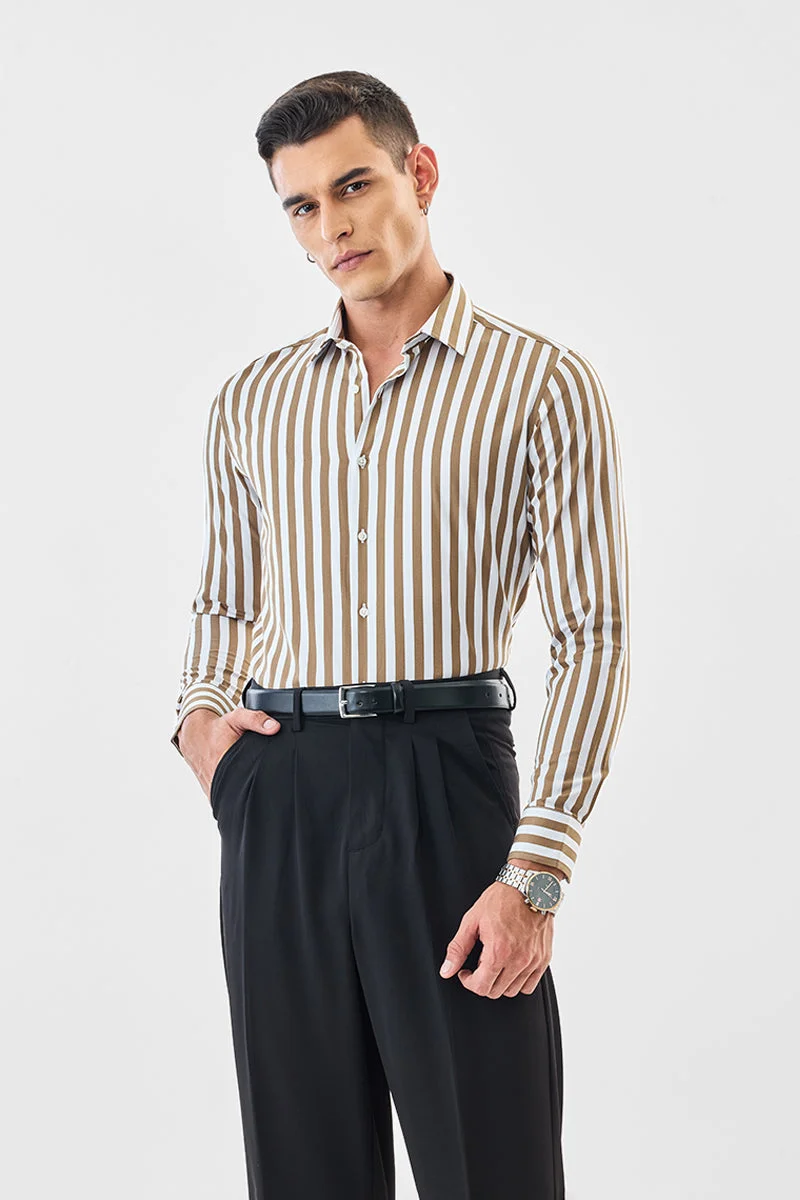 SNITCH Stripes Slim Fit 100% Cotton Luxe Shirt