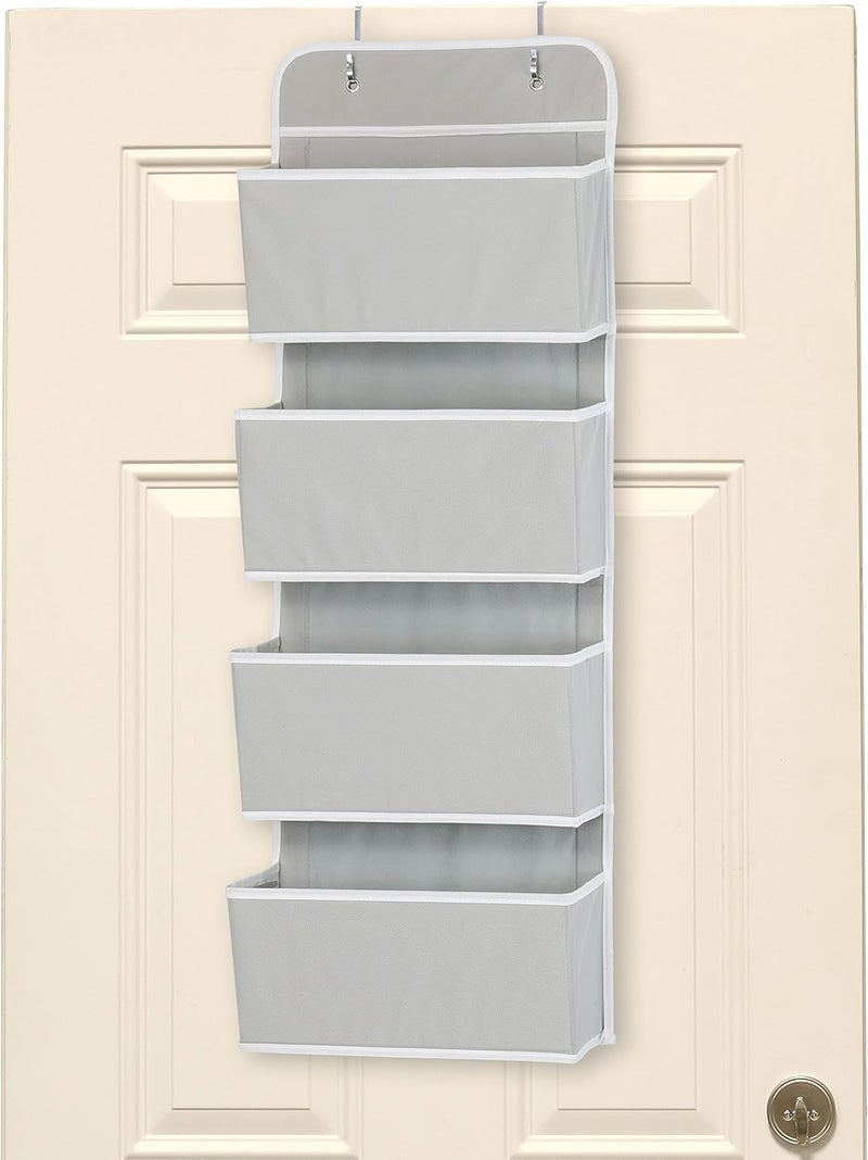 Simple Houseware 4 Pocket Over the Door Wall Mount Hanging Organizer Grey - Image 3