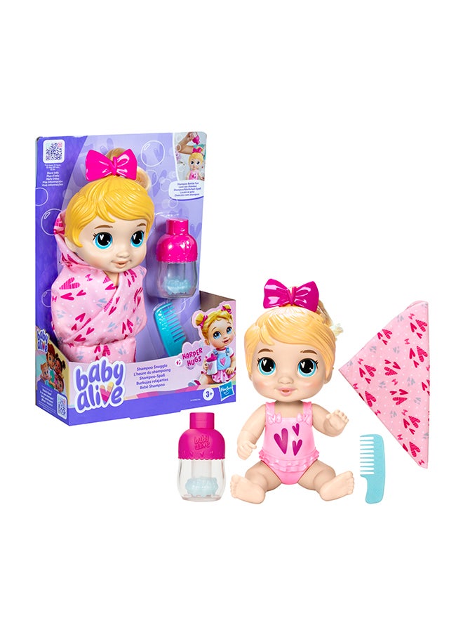 Baby Alive Shampoo Snuggle Harper Hugs Blonde Hair 11 Inch Water Baby Doll Playset, Toys for 3 Year Old Girls & Boys & Up  - Image 1