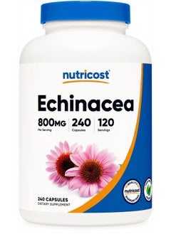 Echinacea 800mg, 240 Capsules - Vegetarian Caps, Non GMO, Gluten Free, 120 Servings