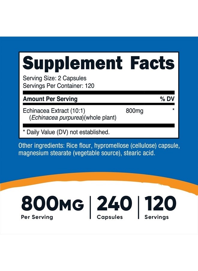 Nutricost - Echinacea 800mg, 240 Capsules - Vegetarian Caps, Non GMO, Gluten Free, 120 Servings - Image 1