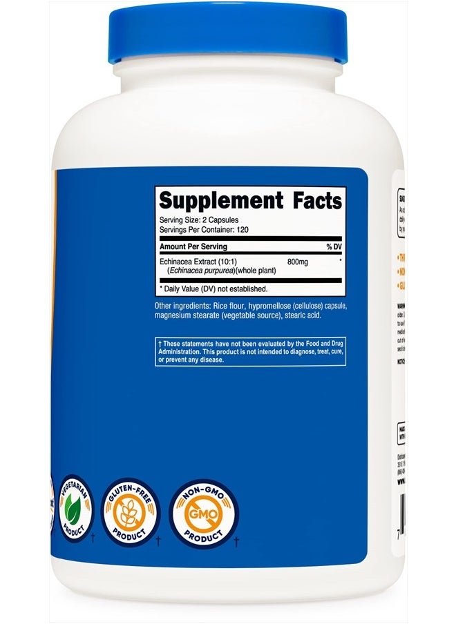 Nutricost - Echinacea 800mg, 240 Capsules - Vegetarian Caps, Non GMO, Gluten Free, 120 Servings - Image 1