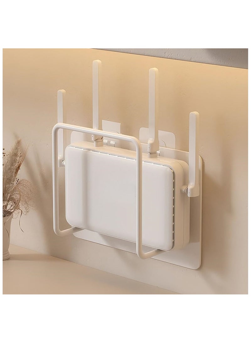 NANAO رف حائط لتركيب جهاز التوجيه واي فاي، رف حائط عائم لحامل التخزين، حامل تخزين عالمي لجهاز التوجيه، صناديق التلفاز، شريط الطاقة، المودم وأجهزة الوسائط الأخرى - أبيض - Image 1