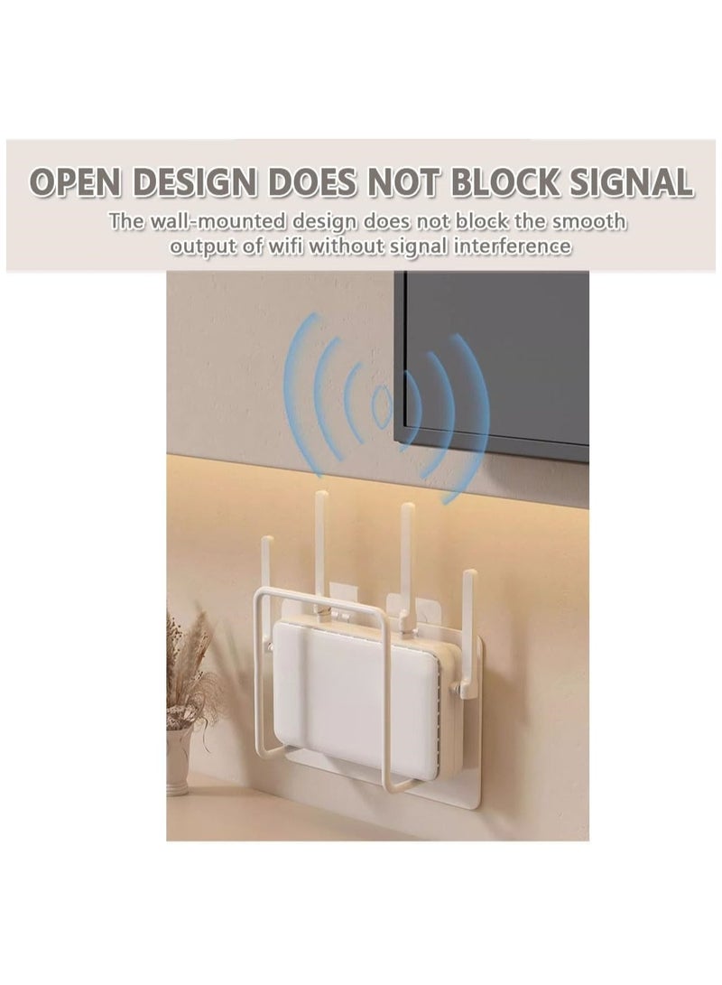 NANAO رف حائط لتركيب جهاز التوجيه واي فاي، رف حائط عائم لحامل التخزين، حامل تخزين عالمي لجهاز التوجيه، صناديق التلفاز، شريط الطاقة، المودم وأجهزة الوسائط الأخرى - أبيض - Image 2