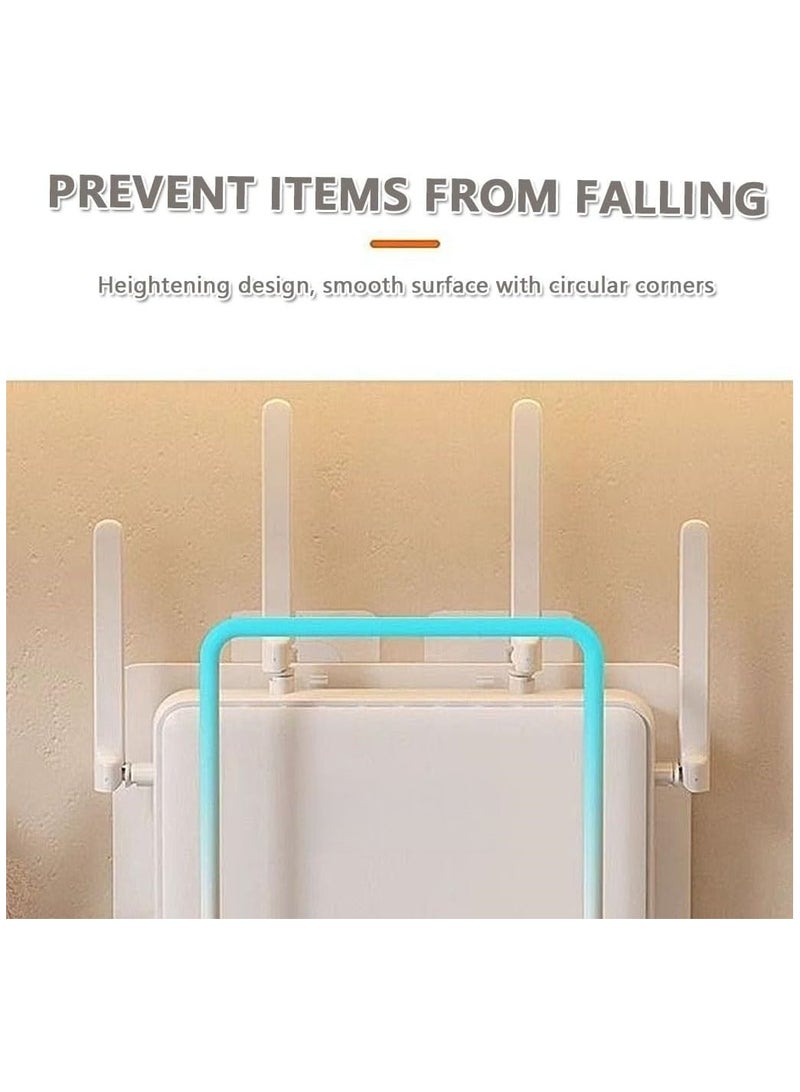 NANAO رف حائط لتركيب جهاز التوجيه واي فاي، رف حائط عائم لحامل التخزين، حامل تخزين عالمي لجهاز التوجيه، صناديق التلفاز، شريط الطاقة، المودم وأجهزة الوسائط الأخرى - أبيض - Image 3