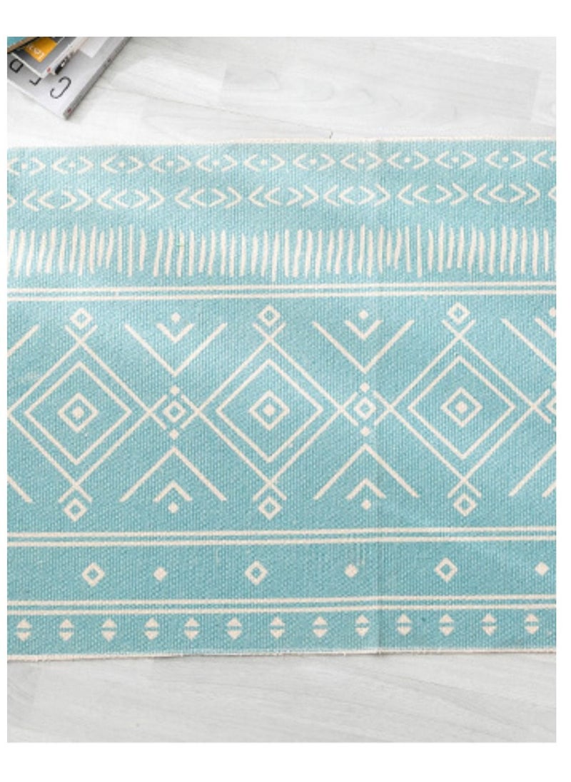 Mei Lifestyle - Ethnic Style Handwoven Tassel Carpet For Living Room Bedroom (Size 60×90CM)Linen Cotton, Rectangle - Image 1