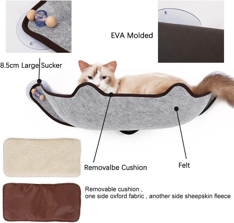 Neostyle Cat Window Perch, Space Saving Cat Window Bed Hammock, Suction Cup Cat Hammock Seat for Window Balcony, Cat Comfort Rest Bed for up to 10kg (Single layer) - Image 3