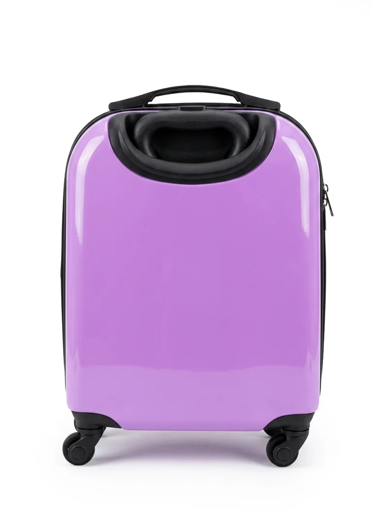 Trucare Trucare 16" Kids Hard Shell Trolley Luggage – Lavender Cat Design | ABS + PC Embossed Carry-On Suitcase with 360° Spinner Wheels