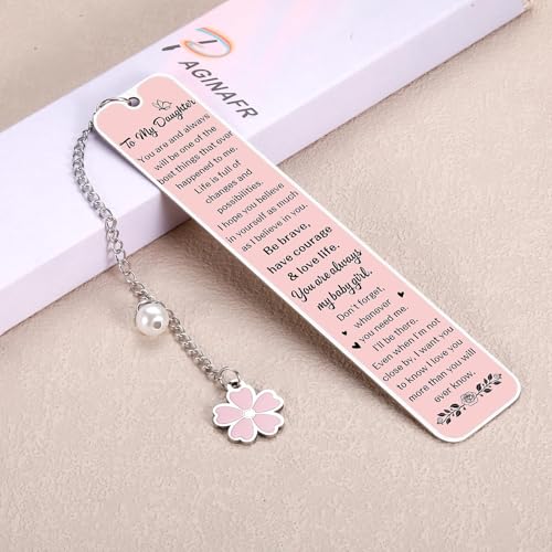 Paginafr Daughter Gifts from Mom Dad, Birthday Graduation Gifts for Daughters, Pink Bookmark Gift for Daughters Stepdaughter Teen Girl, College Girl Graduation Bookmark, Inspirational Back to School Supplies - Image 5