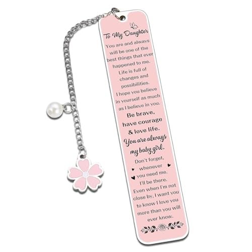 Paginafr Daughter Gifts from Mom Dad, Birthday Graduation Gifts for Daughters, Pink Bookmark Gift for Daughters Stepdaughter Teen Girl, College Girl Graduation Bookmark, Inspirational Back to School Supplies - Image 1