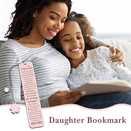 Paginafr Daughter Gifts from Mom Dad, Birthday Graduation Gifts for Daughters, Pink Bookmark Gift for Daughters Stepdaughter Teen Girl, College Girl Graduation Bookmark, Inspirational Back to School Supplies - Image 4