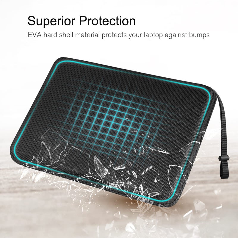 FINPAC FINPAC 14-inch Hard Laptop Sleeve Case for Acer Chromebook 14 | HP Stream 14 | Dell Inspiron 14 | Lenovo IdeaPad 14, Protective Laptop Carrying Bag for 15.3'' MacBook Air M2 2023, Black  - Image 3