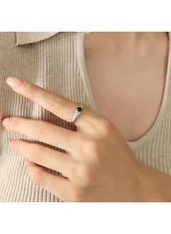 Korean Style Designer Open Fashion Ring Personality Temperament Inlaid Black And White Glass Ball Titanium Steel Gold Plated Ring Women