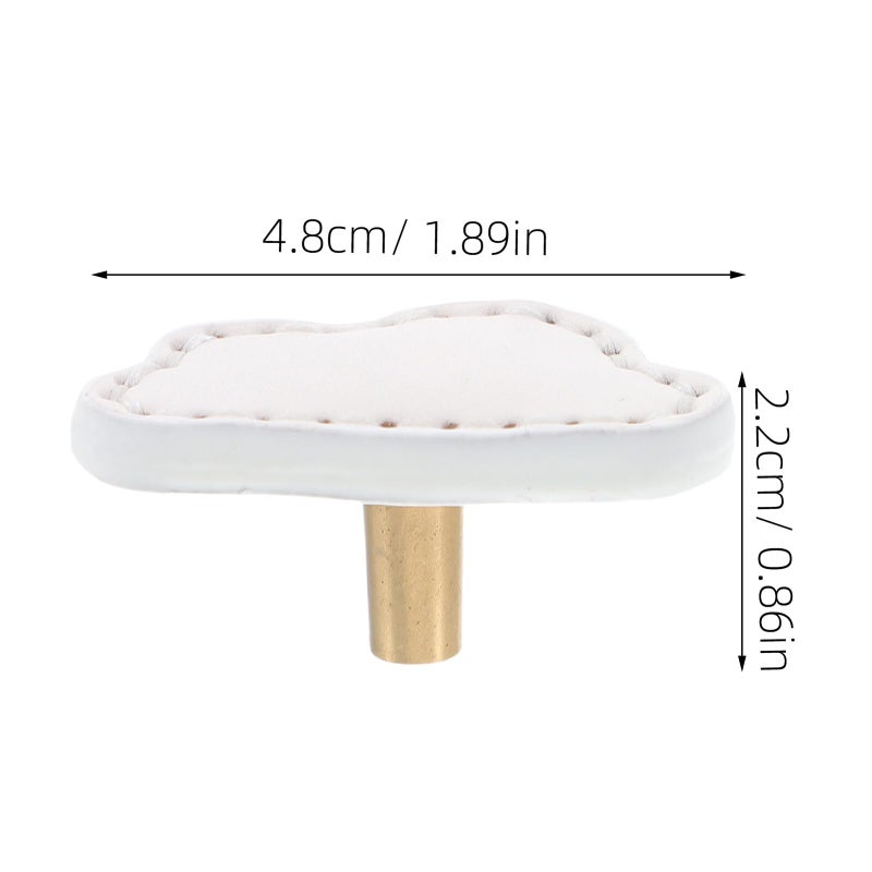 2pcs Cloud Shape Drawer Pulls Brass Cabinet Handles with White Leather for Wardrobe Doors - Image 3
