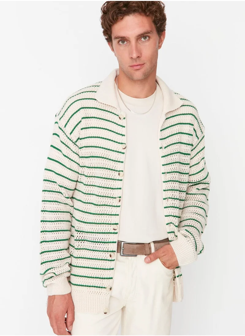 trendyol Striped Button Cardigan