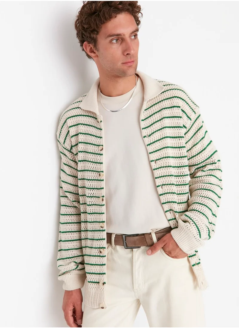 trendyol Striped Button Cardigan