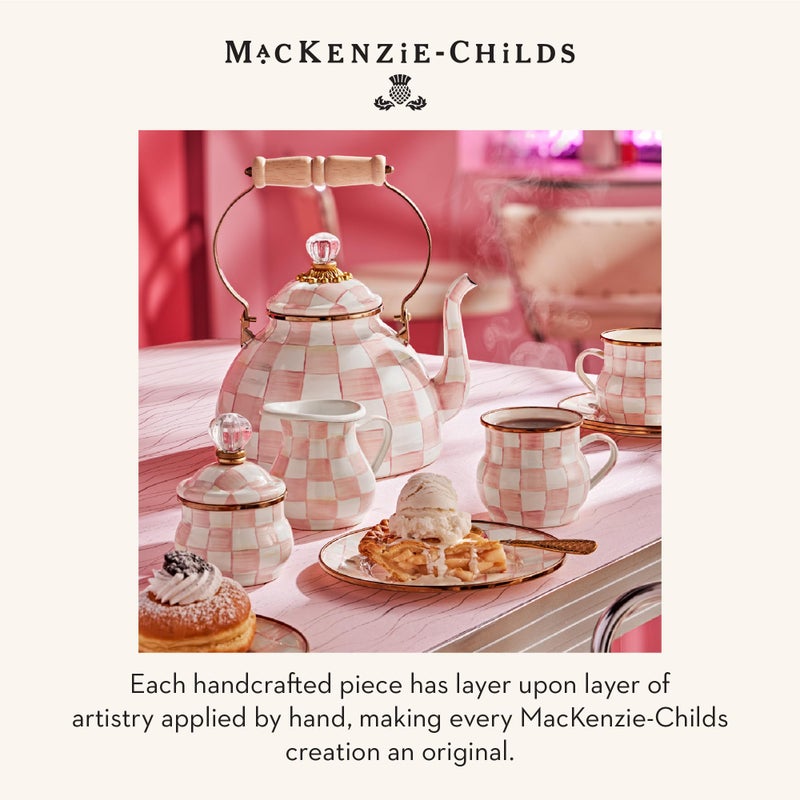 mackenzie childs قارورة زيت مزرعة سيراميك ماكنزي-تشيلدز، زجاجة موزع زيت سيراميك، بتصميم مربعات وردية وبيضاء - Image 5