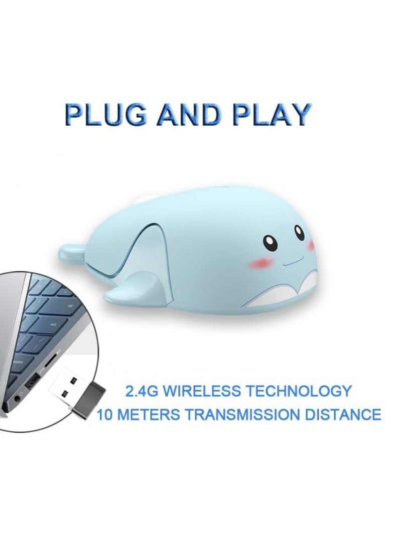 SYOSI Wireless Mouse lovely Dolphin Shape Aesthetic Quiet Click Portable Lightweight Compact Silent Cordless USB Optical Mice for PC Laptop Computer Macbook Windows Kids Girl Women Men Office Travel Gift - Image 4