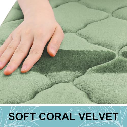 OLANLY Memory Foam Bath Mat Rug 24x16 Ultra Soft and Absorbent Bathroom Rugs NonSlip Comfortable Machine Washable Bath Carpet for Bathroom Floor Tub Shower and Home Decor Accessories Sage Green - Image 3