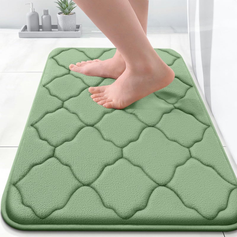 OLANLY Memory Foam Bath Mat Rug 24x16 Ultra Soft and Absorbent Bathroom Rugs NonSlip Comfortable Machine Washable Bath Carpet for Bathroom Floor Tub Shower and Home Decor Accessories Sage Green - Image 2