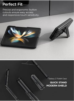 VRS Design Quick Stand Modern Case Cover For Samsung Galaxy Z Fold 4 (2022) With Multi Angle Kickstand and Cover Screen Protector - Matte Black  - Image 2