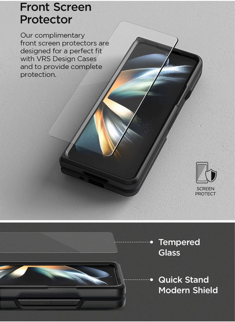 VRS Design Quick Stand Modern Case Cover For Samsung Galaxy Z Fold 4 (2022) With Multi Angle Kickstand and Cover Screen Protector - Matte Black  - Image 4