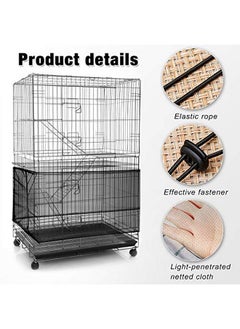 Shappy Shappy Large Bird Cage Net, Bird Cage Seed Catcher, Adjustable Soft Airy Mesh Net, Birdcage Skirt Guard for Parrot Parakeet Macaw Round Square Cages(118 x 15 Inch/ 300 x 37 cm,Black)  - Image 5