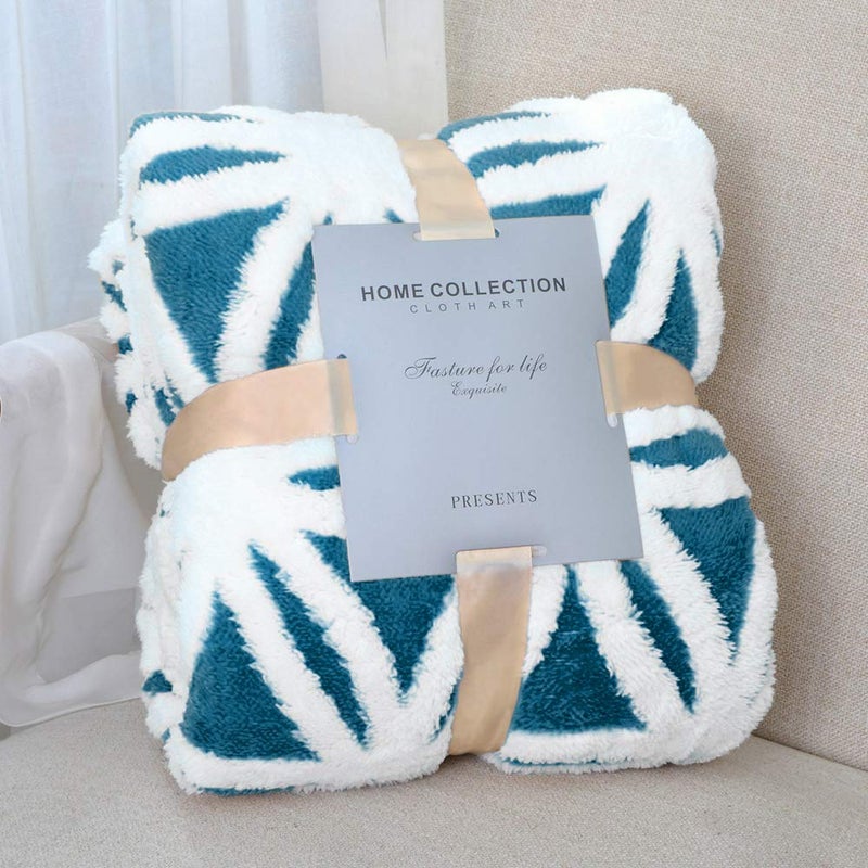 LOMAO Sherpa Fleece Blanket Fuzzy Soft Throw Blanket Dual Sided Blanket for Couch Sofa Bed (Teal, 51"x63") - Image 1