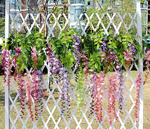 DearHouse 12 Pack 1 Piece 3.6 Feet Artificial Fake Wisteria Vine Ratta Hanging Garland Silk Flowers String Home Party Wedding Decor (Pink) - Image 4