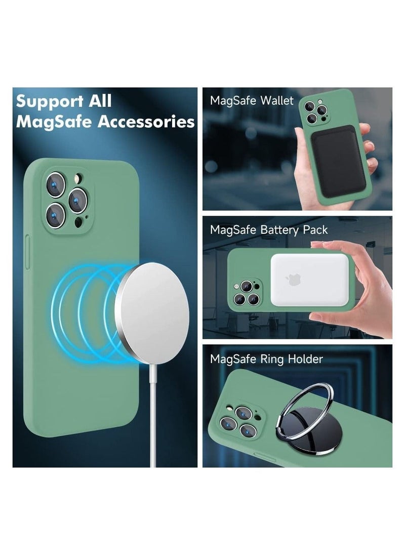 Silicone Magnetic Case for iPhone 12 Pro Max with 2 Pack Tempered Glass Screen Protector Magsafe Case - Image 2
