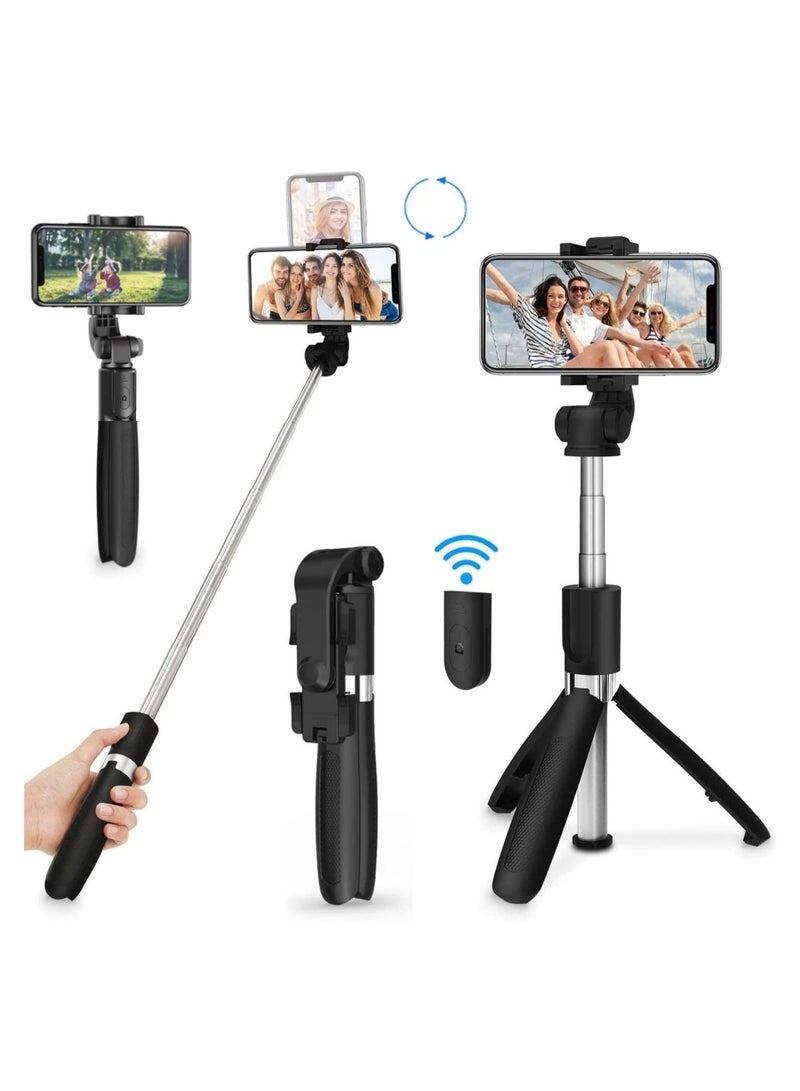 Selfie Stick Tripod with Remote All in One Portable Cell Phone Stand Compatible with iPhone 13 12 11 pro Xs Max Xr X 8 7 6 Plus, Samsung Android Smartphone  - Image 1