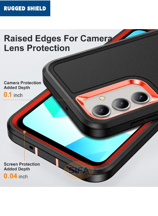 RUGGED SHIELD Samsung Galaxy A16 Case with Bracket, Durable Shockproof 3-Layer Heavy Duty Phone Case, [Shockproof] [Drop-Proof] [Dust-Proof] Professional Grade Protective Case Cover for Samsung Galaxy A16, Black Orange  - Image 4