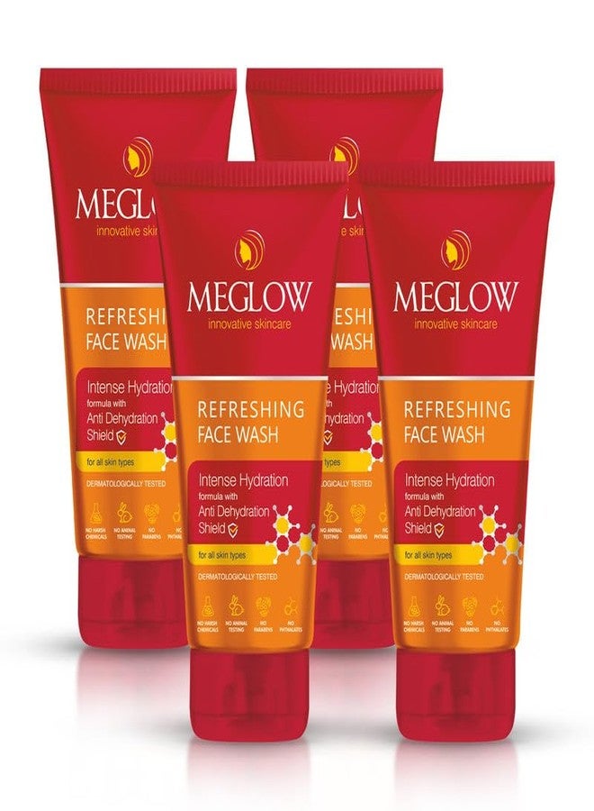 Meglow Refreshing Face Wash | Deep Cleansing & Hydration for a Fresh Glow | Enriched with Aloe Vera & Cucumber | Removes Dirt, Oil & Impurities While Keeping Skin Soft Pack of 4 (70g each) - Image 1